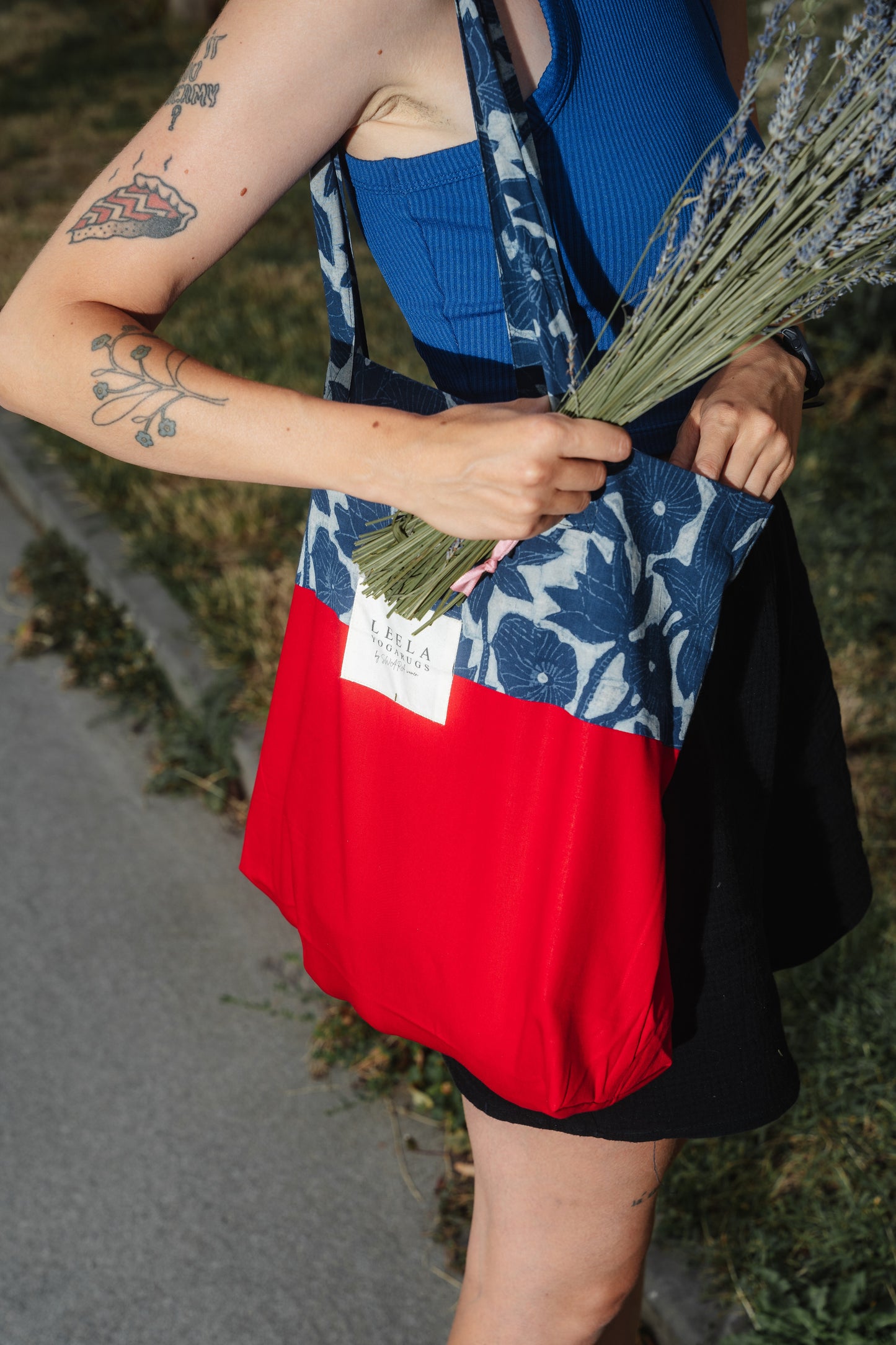 Hand-block printed Tote bag - Red