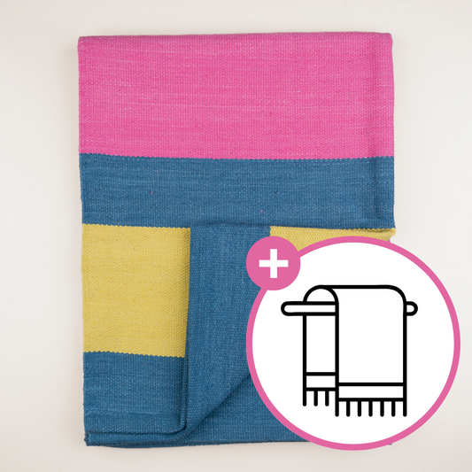 Manjitha pink combo - organic yoga rug + herbal yoga towel