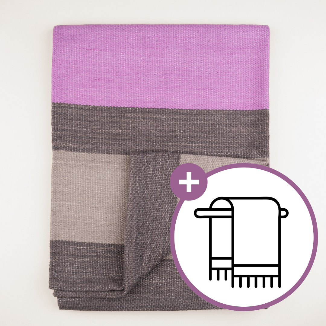Indigo purple combo - organic yoga rug + herbal towel