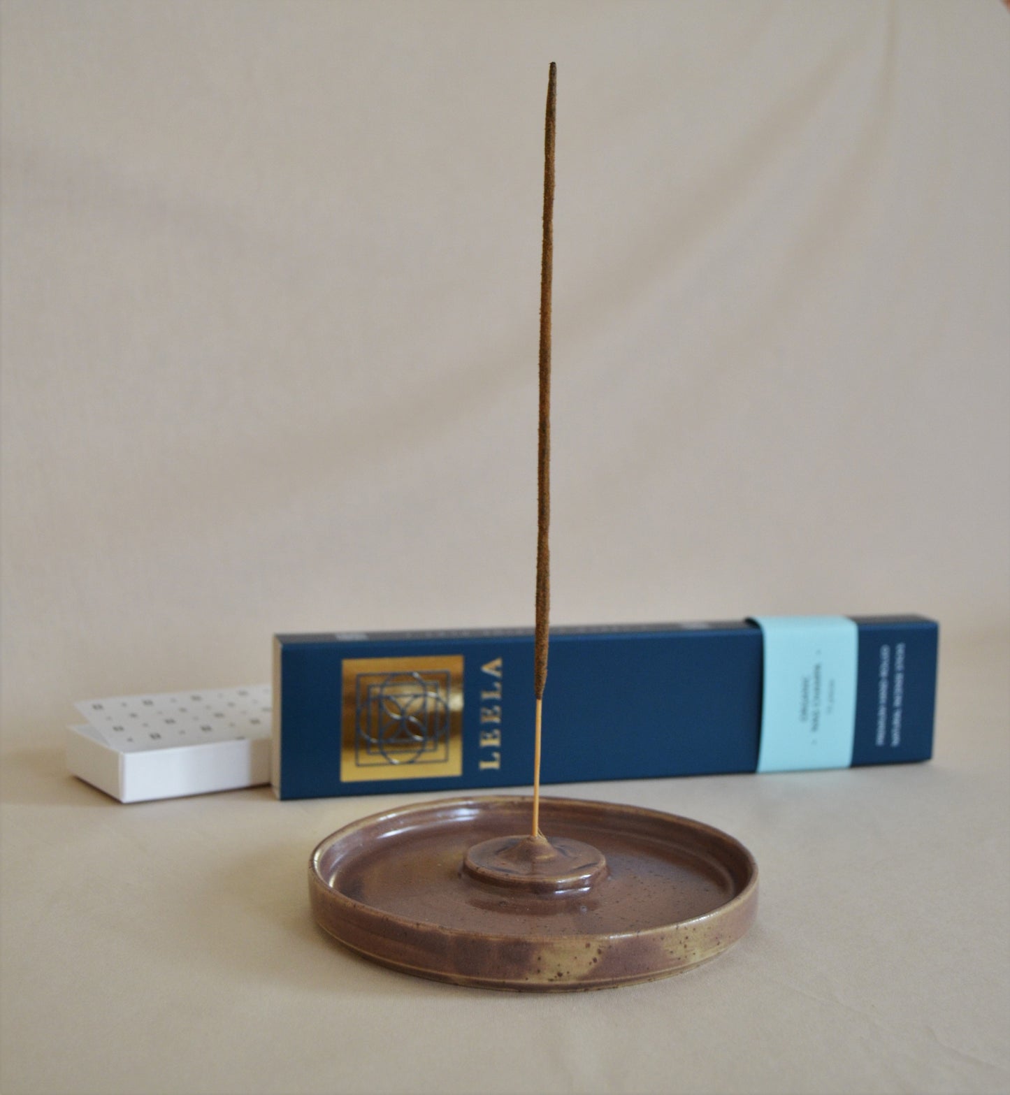 Ceramic Incense holder •Stone Purple• FREE incense box
