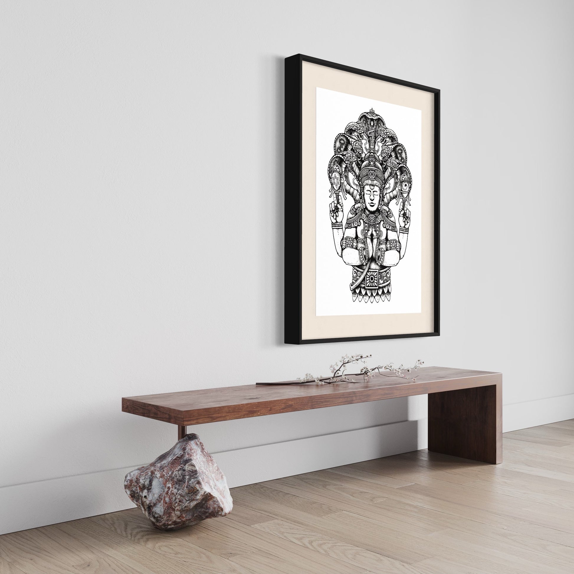 Sage patanjali print black and white 31 X 44 cm (A3)