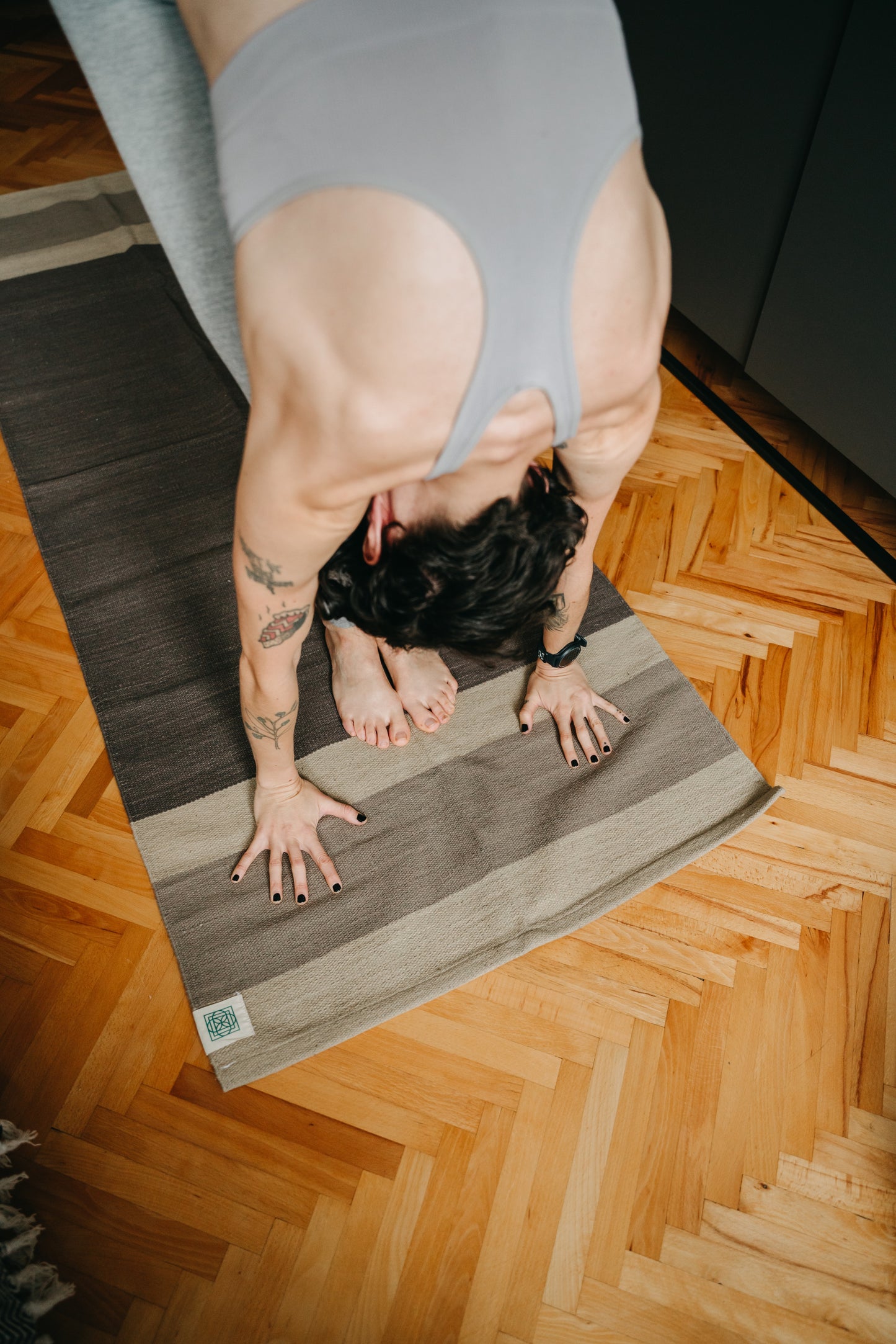 Tripple grey combo - organic yoga rug + herbal towel
