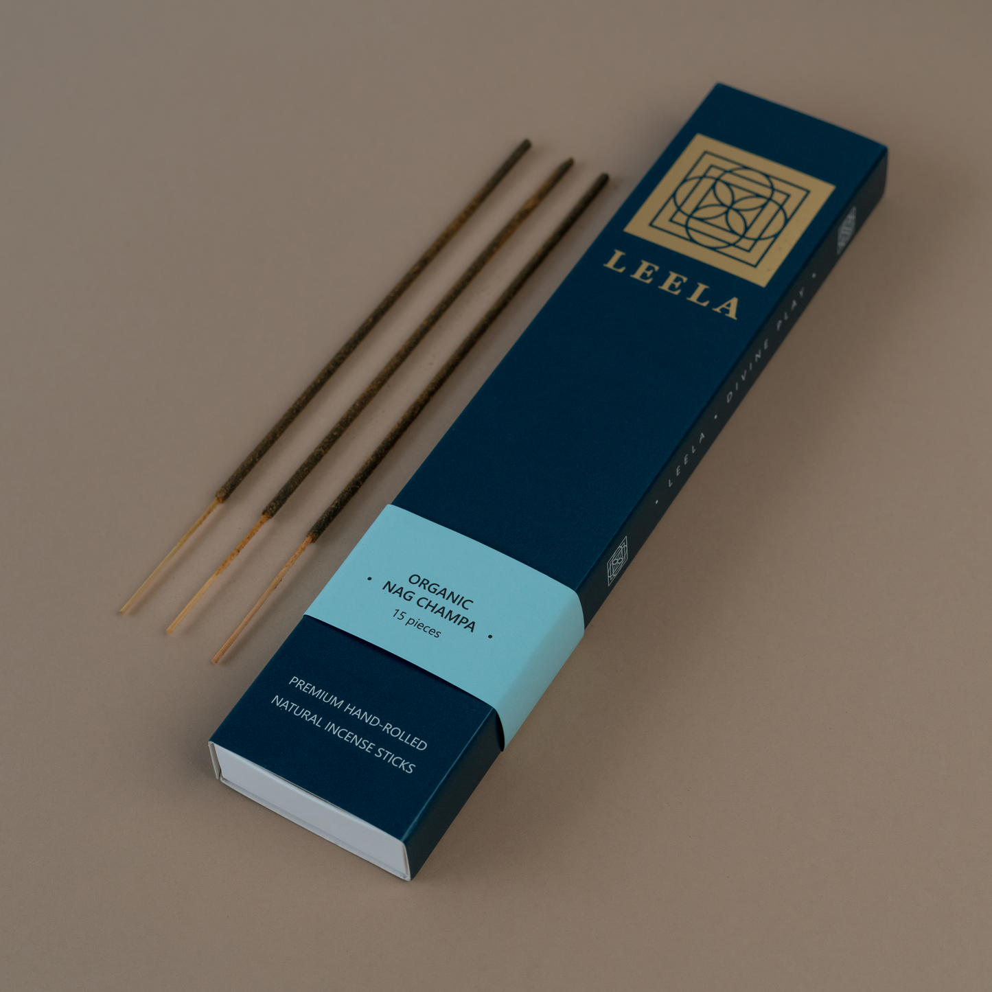 Organic Nag champa incense from Leela divine play. Natural hand-rolled incense from India